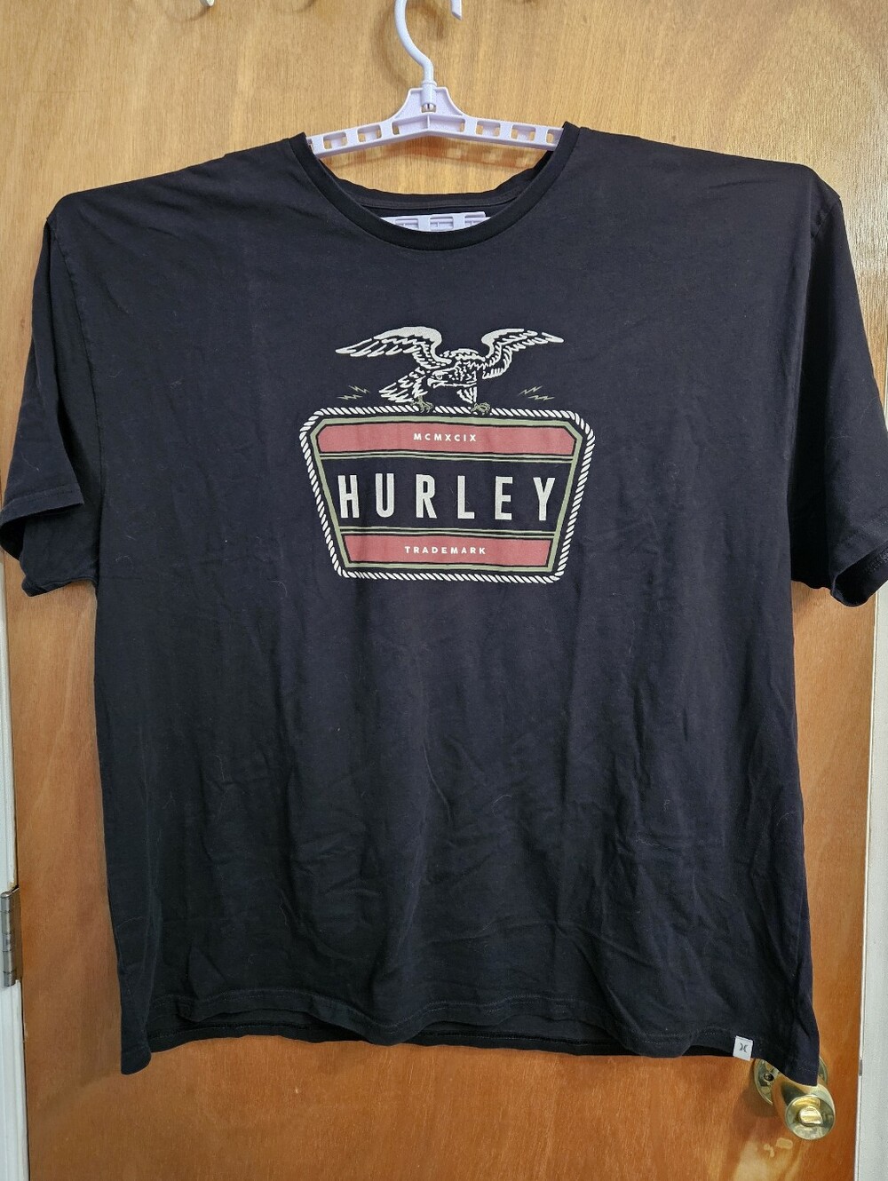 HURLEY Men’s Black Logo T-Shirt 100% Cotton Size  3XL Excellent Condition